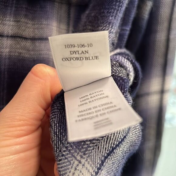 💙 Rails Dylan Oxford Navy Blue White Plaid Button Long Sleeve Crop Flannel… - Picture 6 of 6